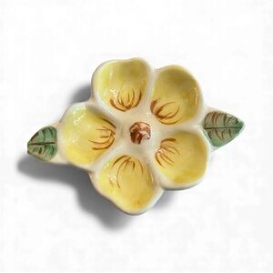 Clouse Hand-Painted Yellow Floral Ceramic Dish
